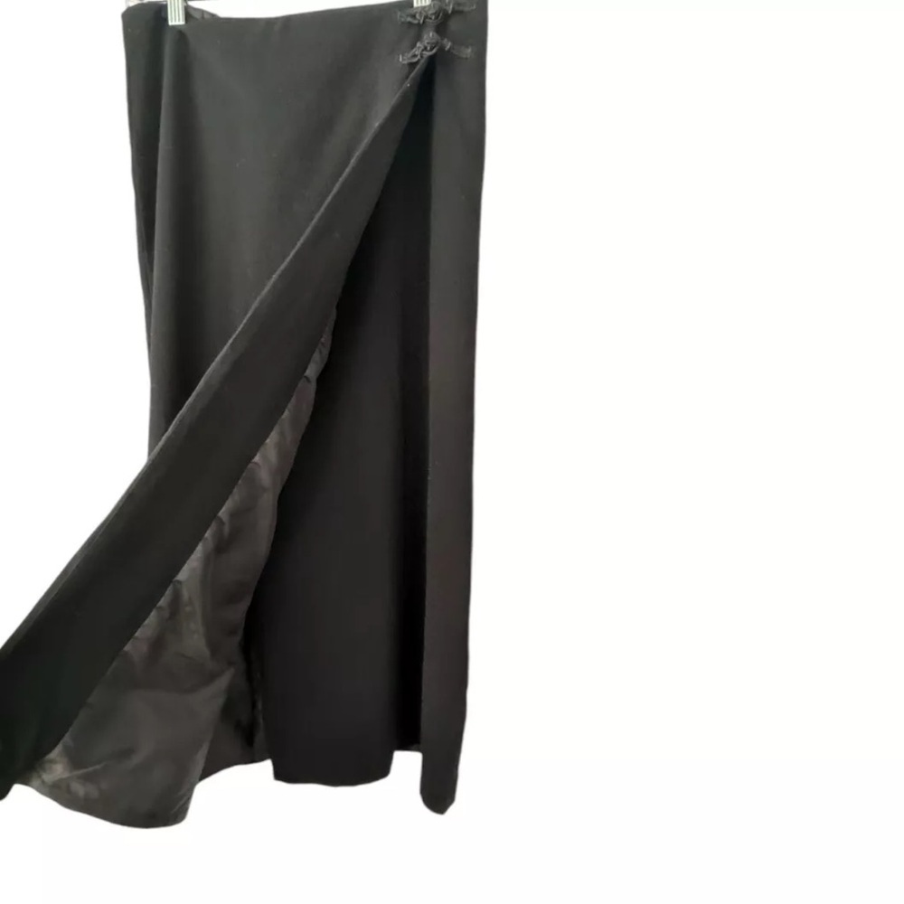 Vintage Lauren Ralph Lauren Wool Maxi Skirt Oriental Size 8 Black Wrap - Picture 4 of 5